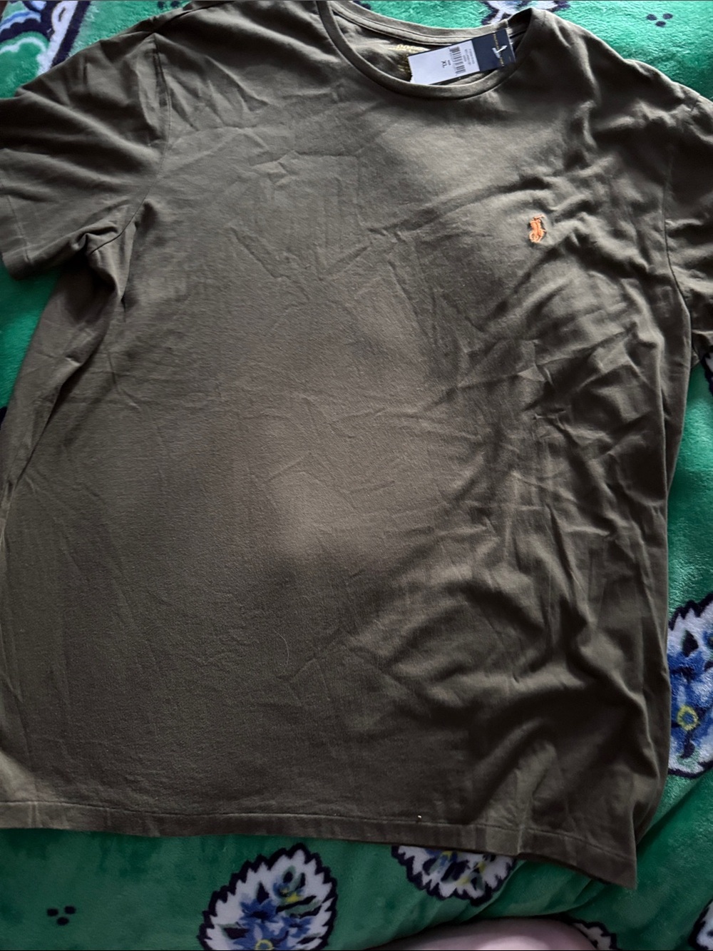 Polo by Ralph Lauren Olive Green Short-Sleeve Crew Tee with Orange Pony